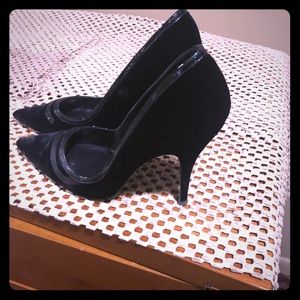 🌟Verio Cuoio Black Suede/Leather Trim Pumps/40